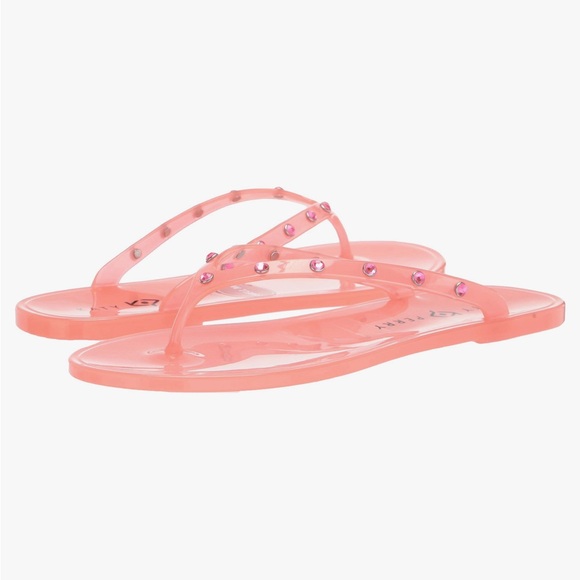 Katy Perry The Jelly Gem Flip Flop in Oasis Pink Bejeweled Scented Size 7 - Picture 1 of 9